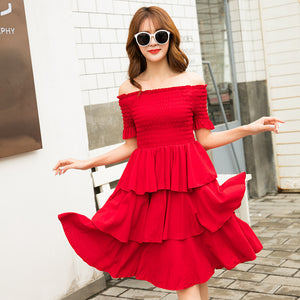 Mother-daughter Matching Outfit Western Style Summer Red Dress