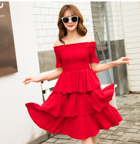 Mother-daughter Matching Outfit Western Style Summer Red Dress