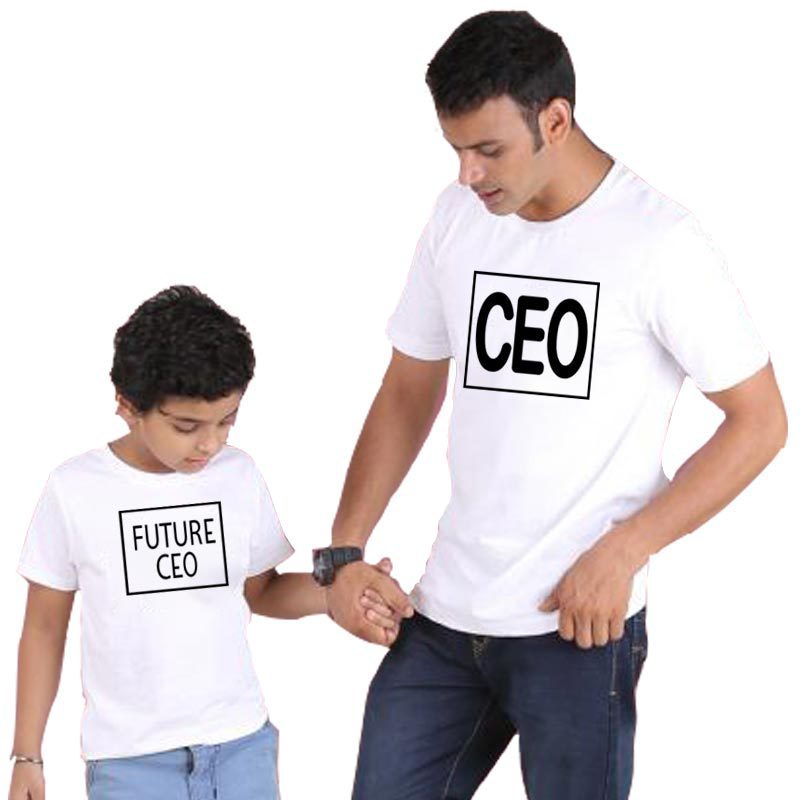 Parent-child Wear CEO Letter Print Summer Clothes T-shirt Short Sleeve Father-child