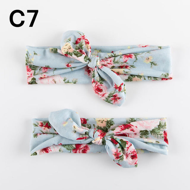 Elastic Headband With Mother Daughter Bow