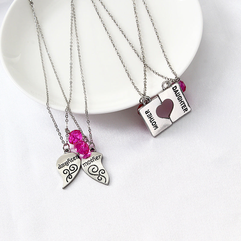 Mother And Daughter Heart-Shaped Matching Letter Necklace